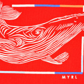 Памучна тениска с щампа на кит, червена Mayoral 383487 2