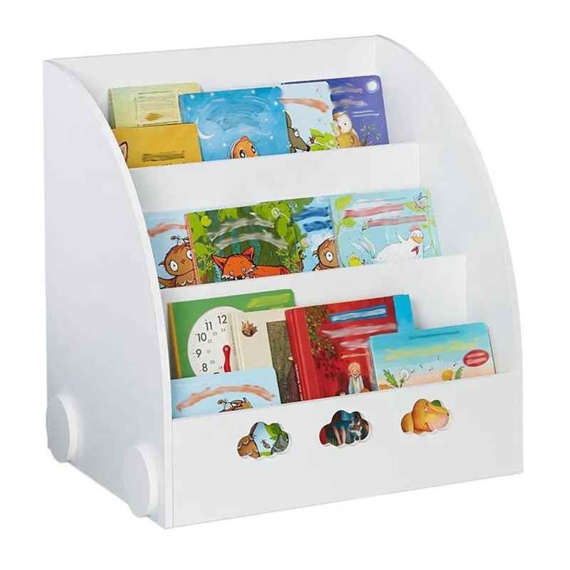 Детска етажерка от дърво, органайзер за книжки и играчки - WHITE  383524