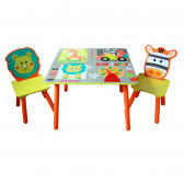 Детска маса с 2 столчета от дърво - за учене, игра, хранене - SAFARI Ginger Home 383554 