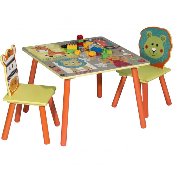 Детска маса с 2 столчета от дърво - за учене, игра, хранене - SAFARI Ginger Home 383555 2