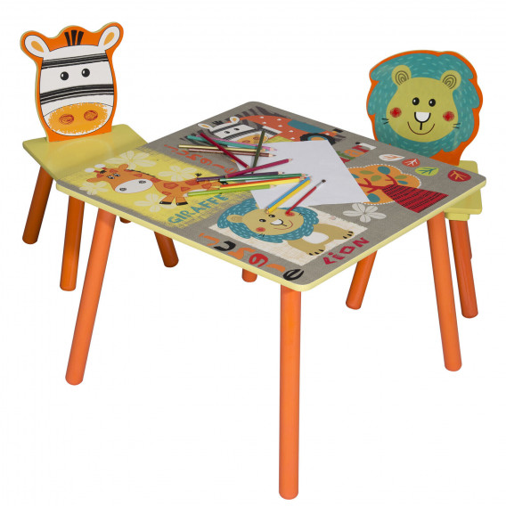 Детска маса с 2 столчета от дърво - за учене, игра, хранене - SAFARI Ginger Home 383556 3
