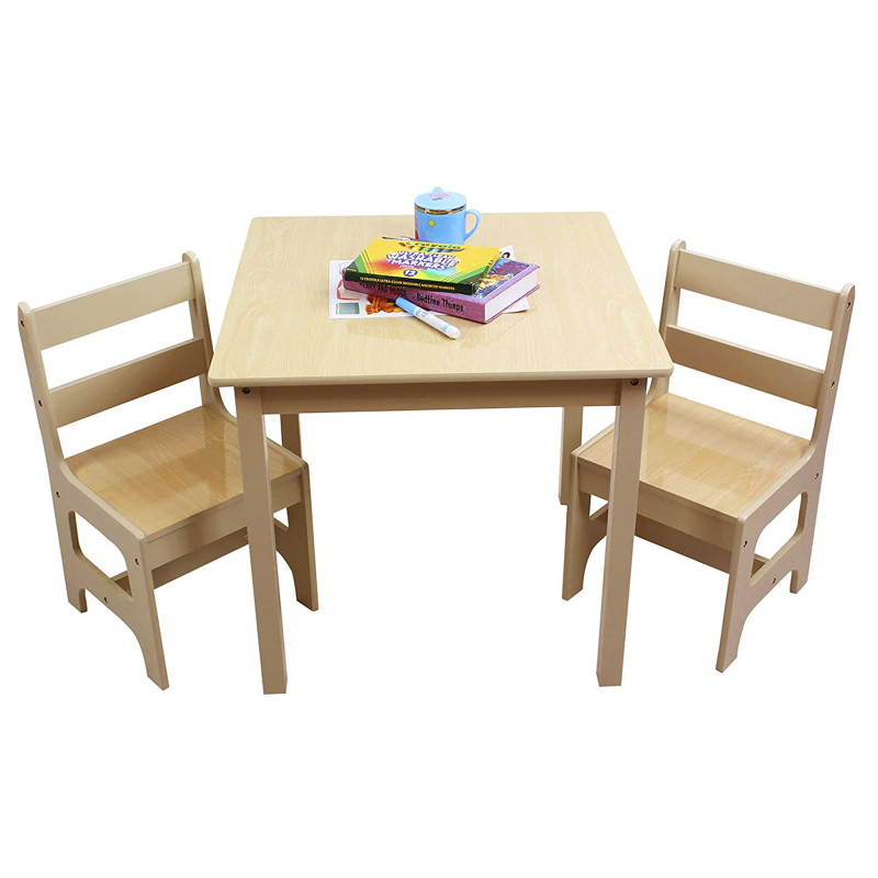 Детска маса с 2 столчета, комплект от дърво - NATURE  383570