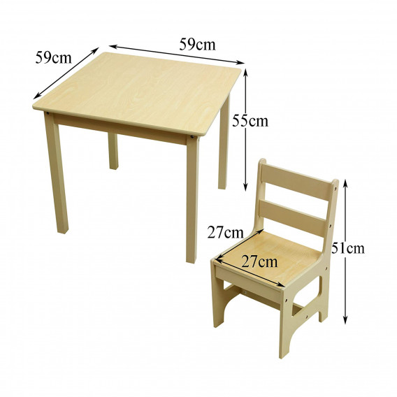 Детска маса с 2 столчета, комплект от дърво - NATURE Ginger Home 383576 7
