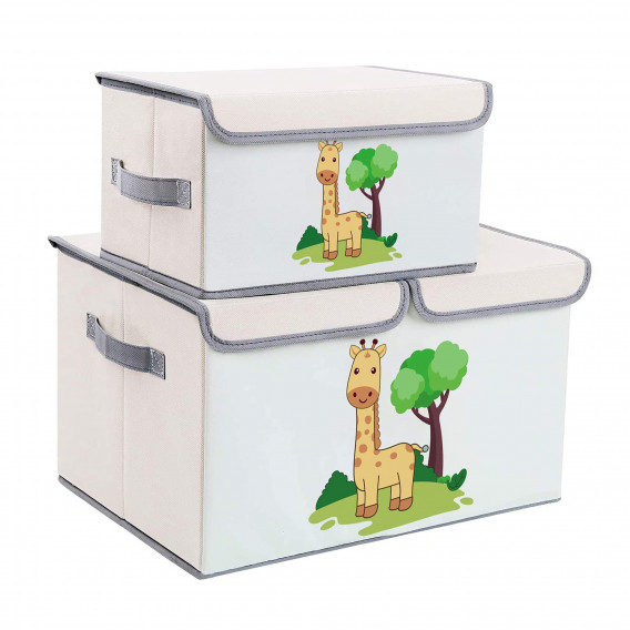 Комплект 2 броя сгъваеми кутии за съхранение с капак и дръжки - GIRAFFE Ginger Home 383604 