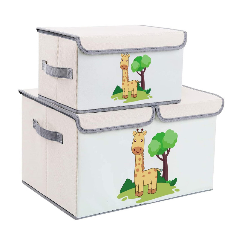 Комплект 2 броя сгъваеми кутии за съхранение с капак и дръжки - GIRAFFE  383604