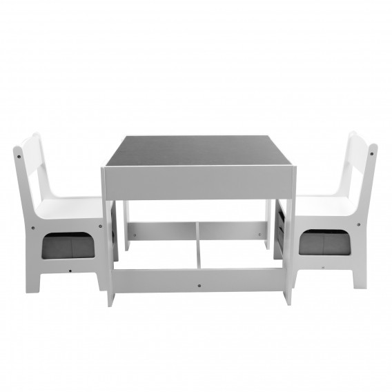Детска маса с 2 Столчета, двустранна - за игра, учене и хранене - WHITE Ginger Home 383630 2