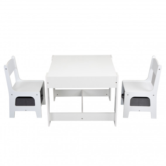 Детска маса с 2 Столчета, двустранна - за игра, учене и хранене - WHITE Ginger Home 383632 4