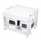 Детска маса с 2 Столчета, двустранна - за игра, учене и хранене - WHITE Ginger Home 383633 5