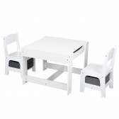Детска маса с 2 Столчета, двустранна - за игра, учене и хранене - WHITE Ginger Home 383634 6