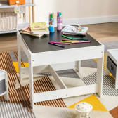 Детска маса с 2 Столчета, двустранна - за игра, учене и хранене - WHITE Ginger Home 383639 11