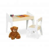 Детска учебна маса и столче - Натурално Дърво и Бяло Ginger Home 383649 8