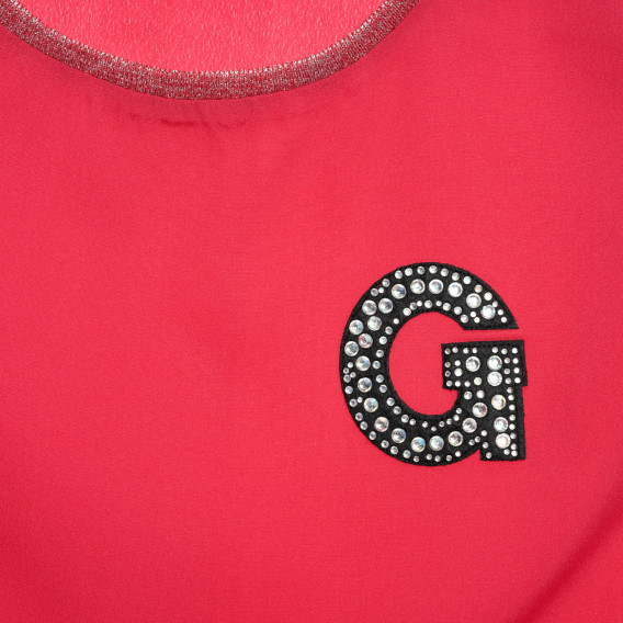 Топ с къс ръкав с логото на марката за момиче, червен Guess 384041 2
