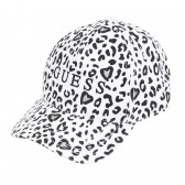 Памучна шапка с козирка и логото на бранда за момиче, бяла Guess 384093 