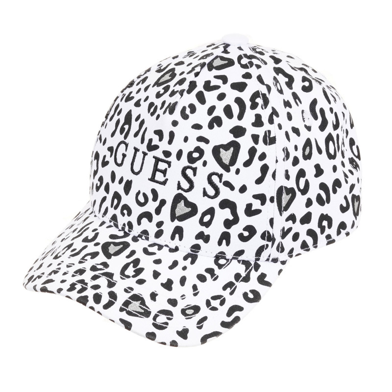 Памучна шапка с козирка и логото на бранда за момиче, бяла  384093