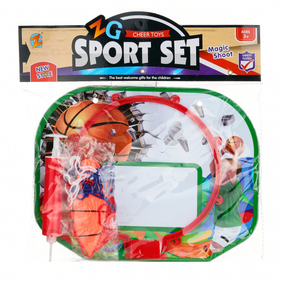 Баскетболно табло за стена с топка и помпа, многоцветно GT 384132 3