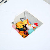 Детска дървена маса с 2 столчета, контейнер за играчки и конструктори бяло и синьо Ginger Home 384163 8
