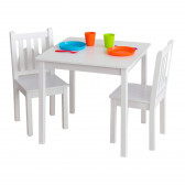 Детска дървена маса с 2 столчета, комплект за учене и рисуване, бялa Ginger Home 384164 