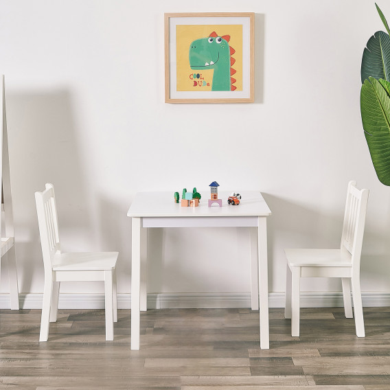 Детска дървена маса с 2 столчета, комплект за учене и рисуване, бялa Ginger Home 384177 14