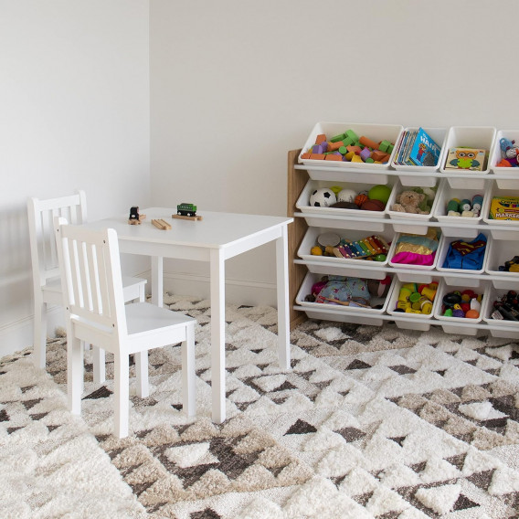 Детска дървена маса с 2 столчета, комплект за учене и рисуване, бялa Ginger Home 384179 16