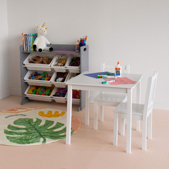 Детска дървена маса с 2 столчета, комплект за учене и рисуване, бялa Ginger Home 384182 19
