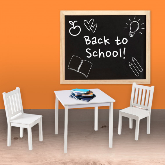 Детска дървена маса с 2 столчета, комплект за учене и рисуване, бялa Ginger Home 384183 20