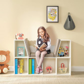 Детска етажерка 3 в 1 , библиотека и пейка, 6 отделения за съхранение, бяла Ginger Home 384195 12