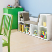 Детска етажерка 3 в 1 , библиотека и пейка, 6 отделения за съхранение, бяла Ginger Home 384200 17