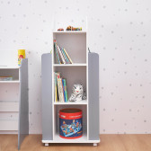 Детска дървена секция с рафтове на 4 нива, въртяща се на 360°, бяло и сиво Ginger Home 384213 12