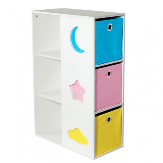 Детска секция за играчки, книжки и органайзер за съхранение, бяла с разноцветни кутии Ginger Home 384214 