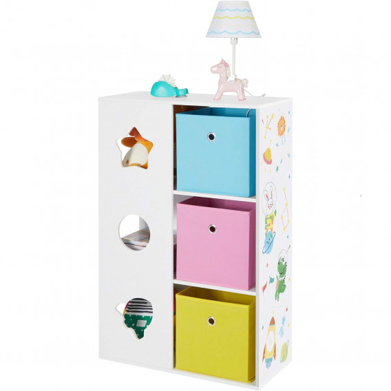 Детска секция за играчки, книжки и органайзер за съхранение, бяла с разноцветни кутии Ginger Home 384215 2