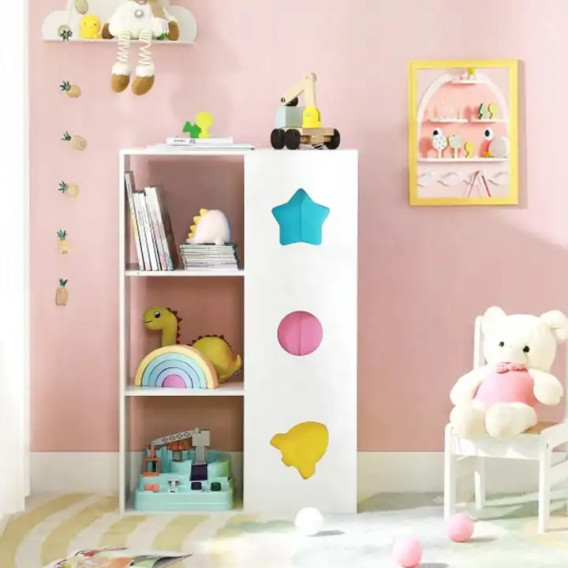 Детска секция за играчки, книжки и органайзер за съхранение, бяла с разноцветни кутии Ginger Home 384223 10