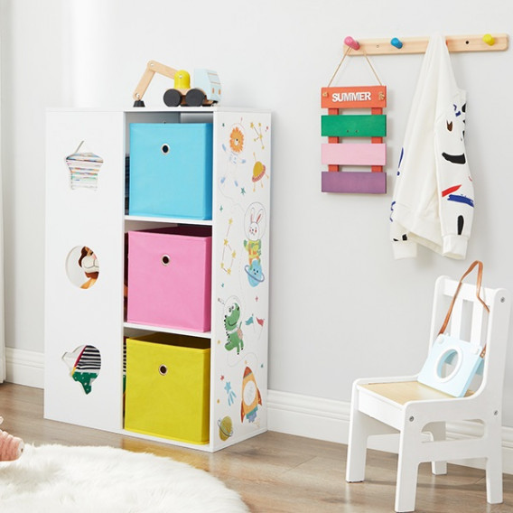 Детска секция за играчки, книжки и органайзер за съхранение, бяла с разноцветни кутии Ginger Home 384225 12