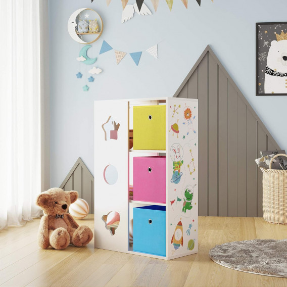 Детска секция за играчки, книжки и органайзер за съхранение, бяла с разноцветни кутии Ginger Home 384229 16