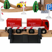 Детско дървено влакче - комплект 88 части с локомотив на батерии Ginger Home 384238 7
