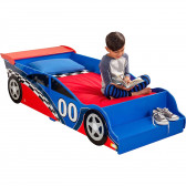 Дървено детско легло кола, с вградено стъпало и рамка за безопасност - RACE Ginger Home 384244 