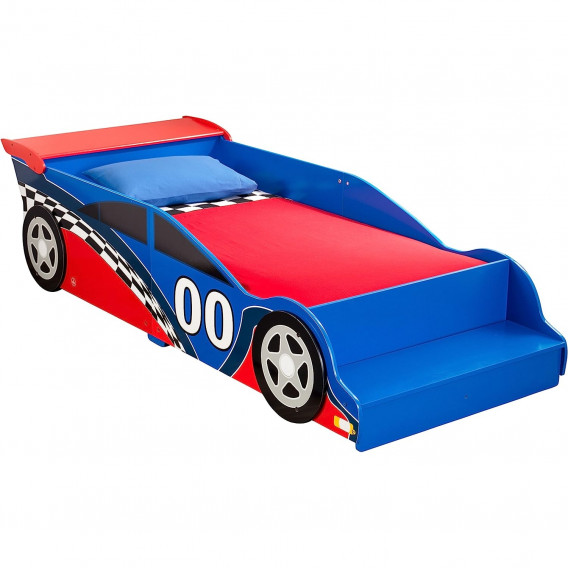 Дървено детско легло кола, с вградено стъпало и рамка за безопасност - RACE Ginger Home 384245 2