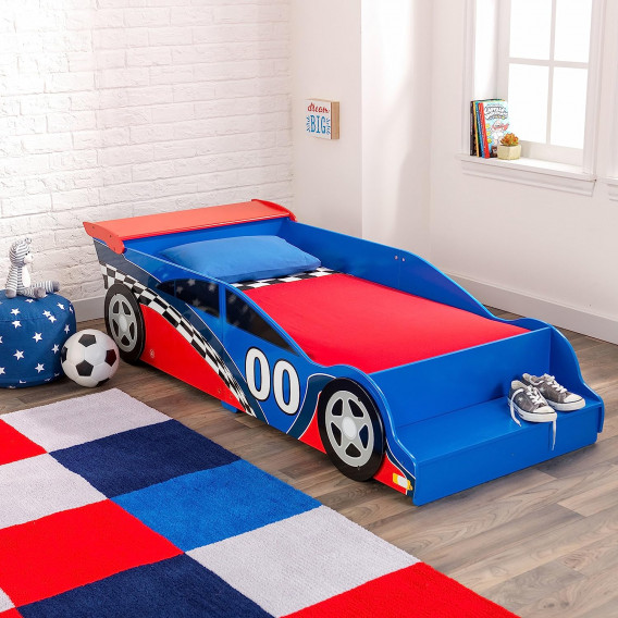 Дървено детско легло кола, с вградено стъпало и рамка за безопасност - RACE Ginger Home 384247 4