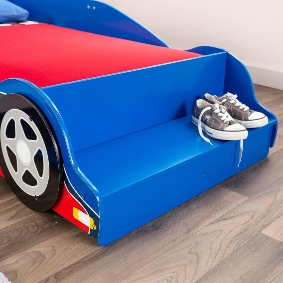 Дървено детско легло кола, с вградено стъпало и рамка за безопасност - RACE Ginger Home 384250 7