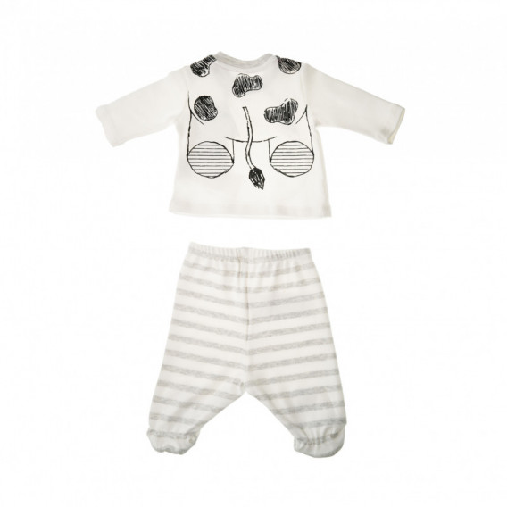 Памучен комплект от блуза с дълъг ръкав и ританки за бебе момче със забавна картинка на крава Chicco 38428 2