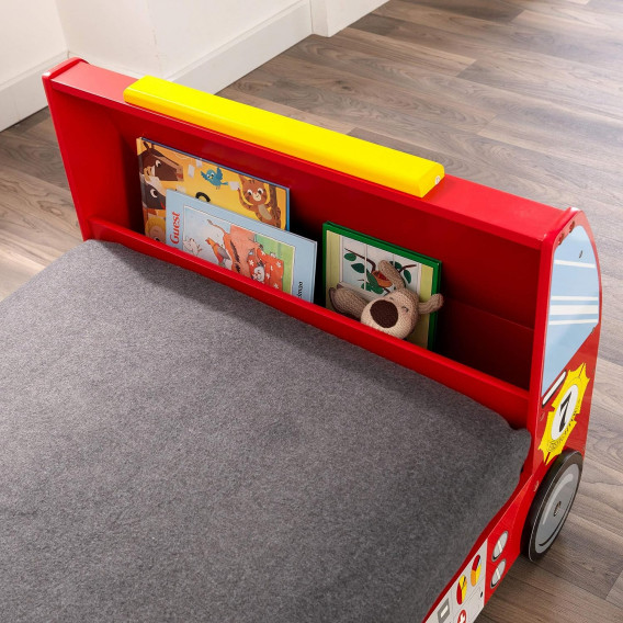 Дървено детско легло - пожарна кола с рамка за безопасност - FIRE Ginger Home 384282 4
