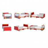 Дървено детско легло - пожарна кола с рамка за безопасност - FIRE Ginger Home 384286 8