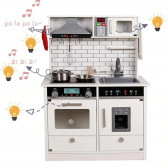 Детска дървена кухня със звук и светлина в сиво и бяло Ginger Home 384289 