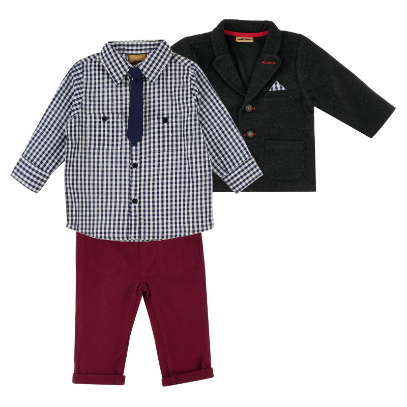 Комплект за момче с риза, сако, вратовръзка и панталон  384453
