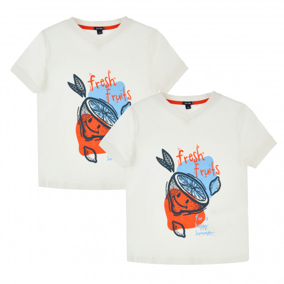 Памучни тениски с надпис и картинки на лимон за момче 2 броя KIABI 384463 