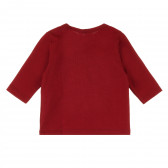 Памучна блуза с дълъг ръкав и щама за бебе за момиче червена Benetton 384486 4