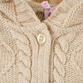 Плетено пончо с качулка за момиче бежово Chicco 384497 2