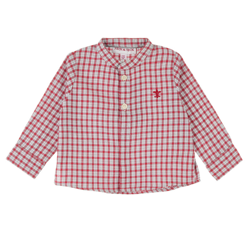 Карирана риза с дълъг ръкав за бебе за момче червена  384546