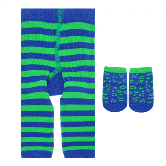 Комплект клин и чорапи за бебе в синьо и зелено Chicco 384622 
