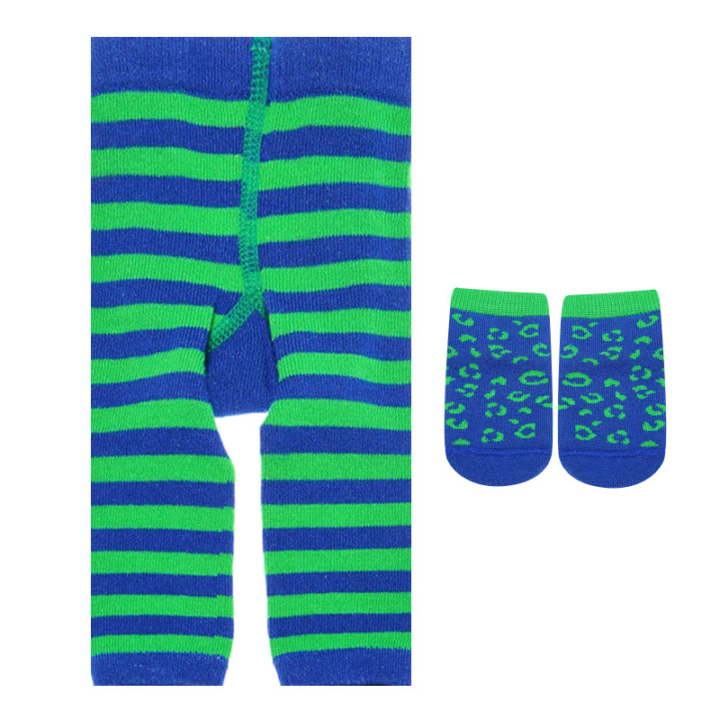 Комплект клин и чорапи за бебе в синьо и зелено  384622