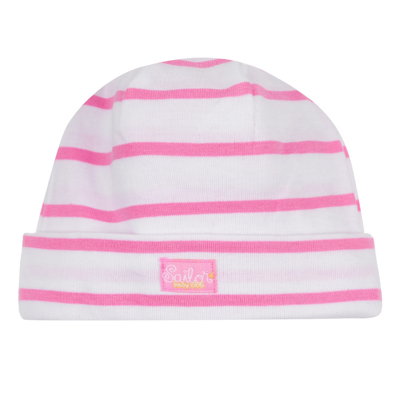 Памучна шапка в бяло и розово за момиче  384649
